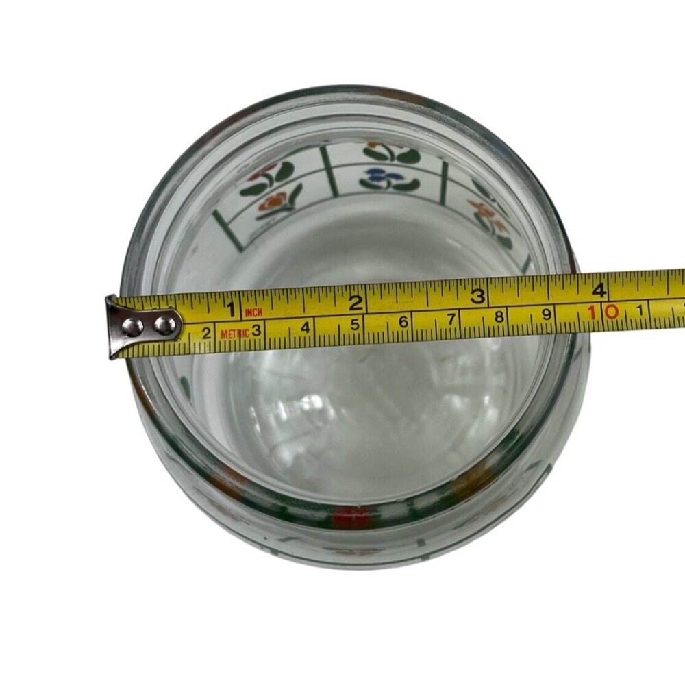 1983 Anchor Hocking Nina Glass Canister w/Colorful Tulips & Glass Lid - Picture 10 of 10